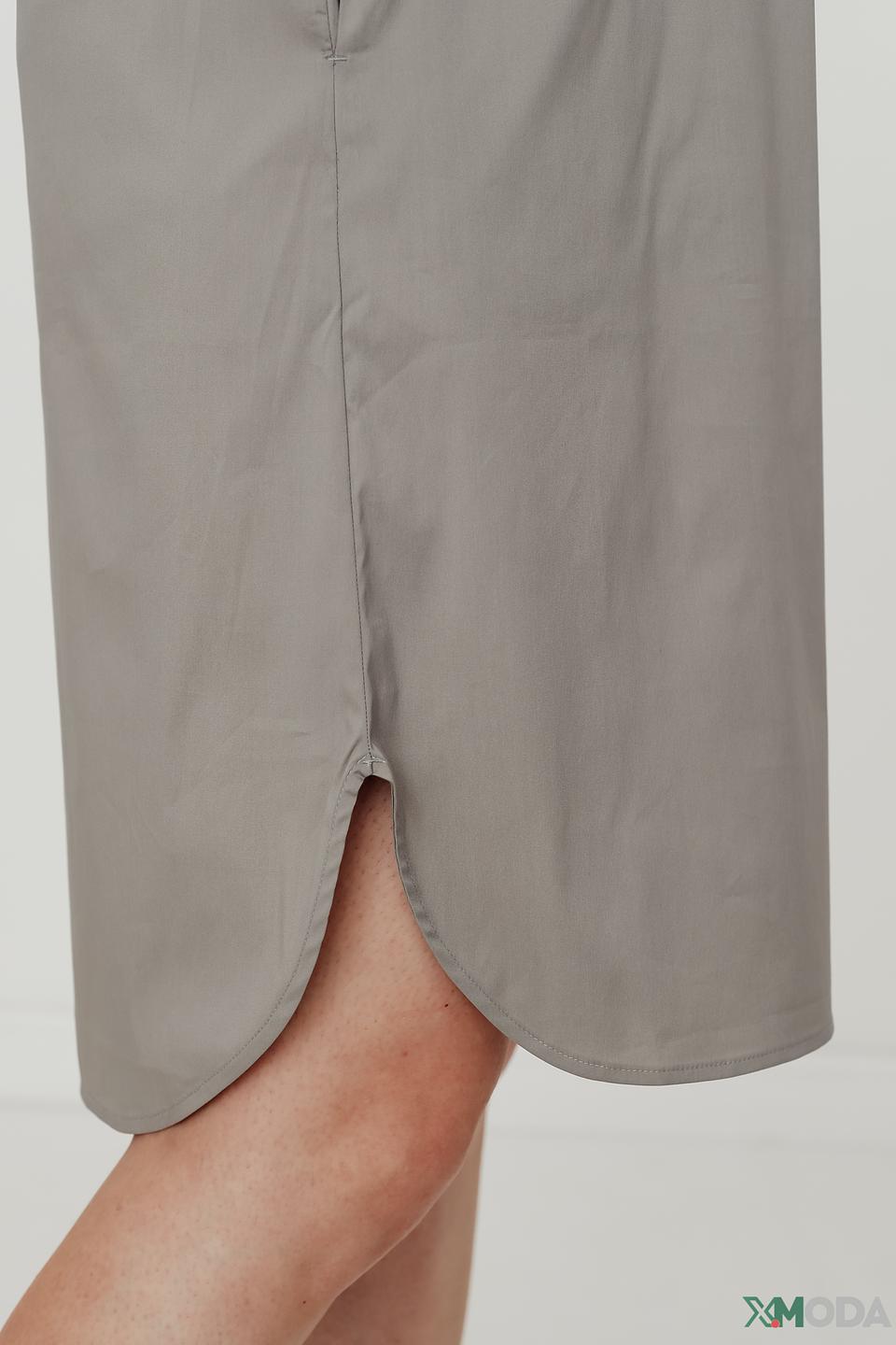 Платье Frapp серое с V-образным вырезом