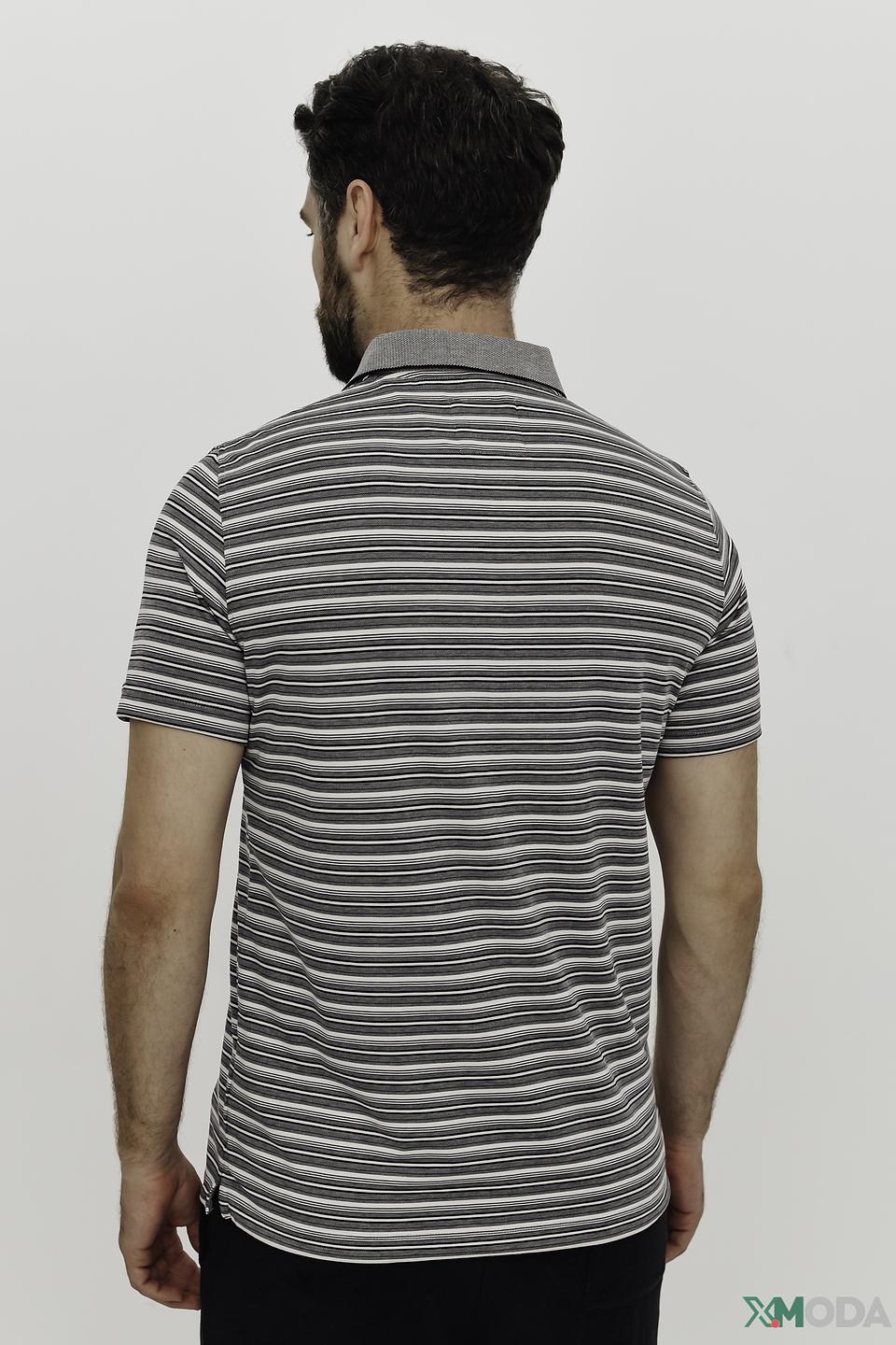 Поло Basefield в полоску серый