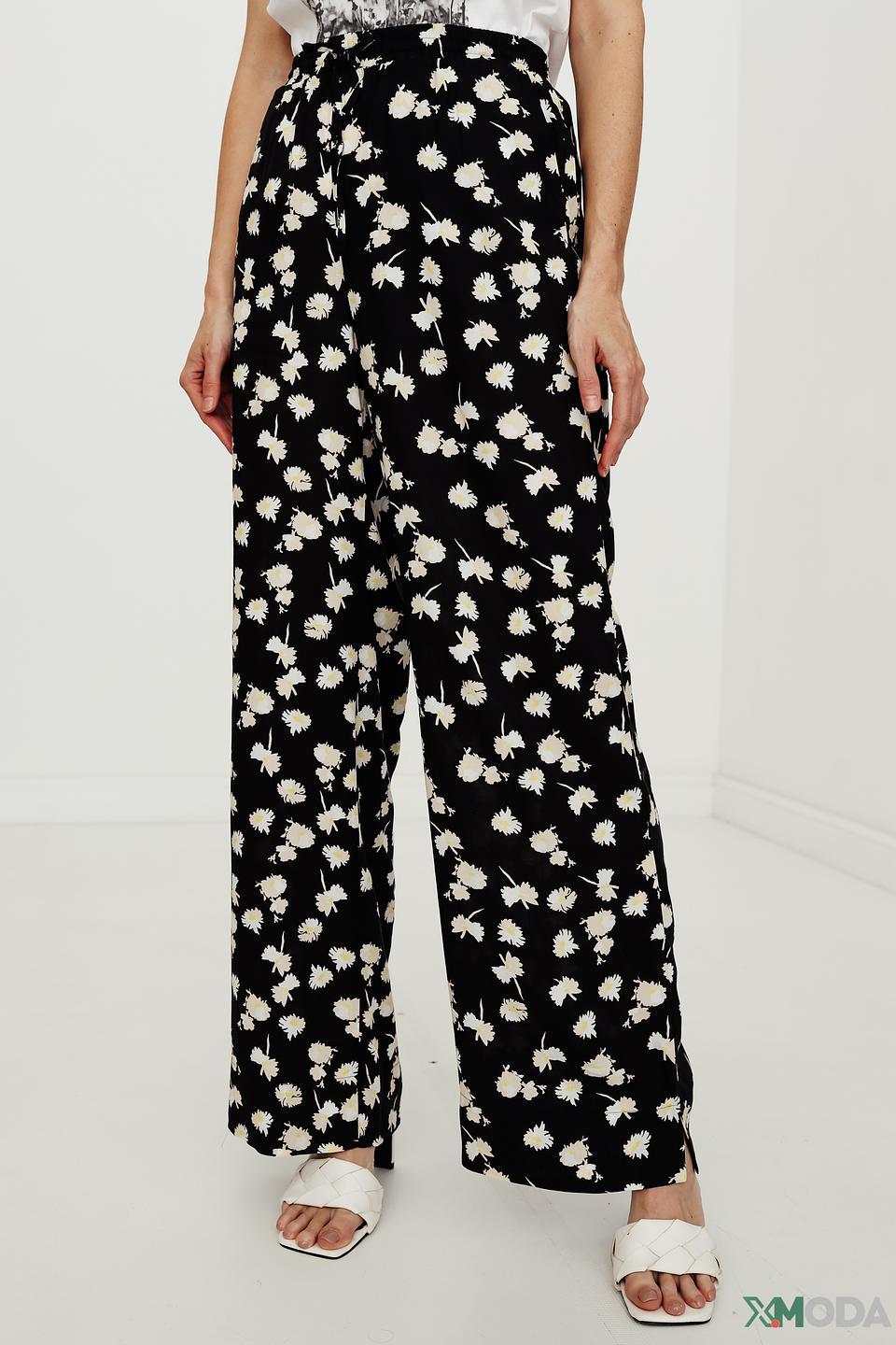 Брюки Taifun с ромашками чёрные
