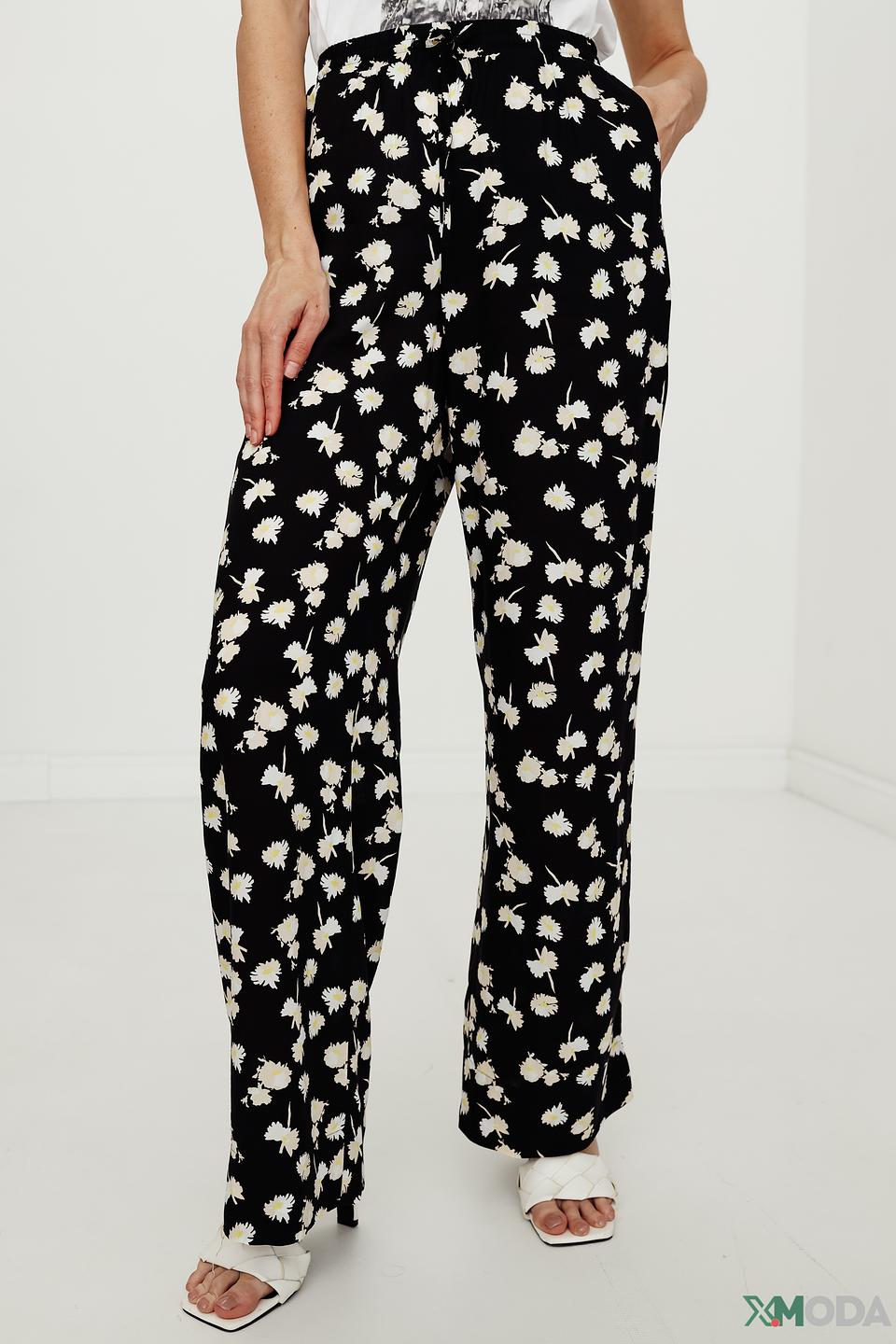 Брюки Taifun с ромашками чёрные