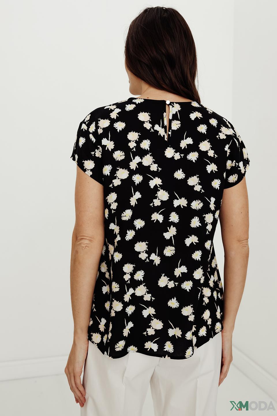 Блуза Taifun с ромашками чёрная