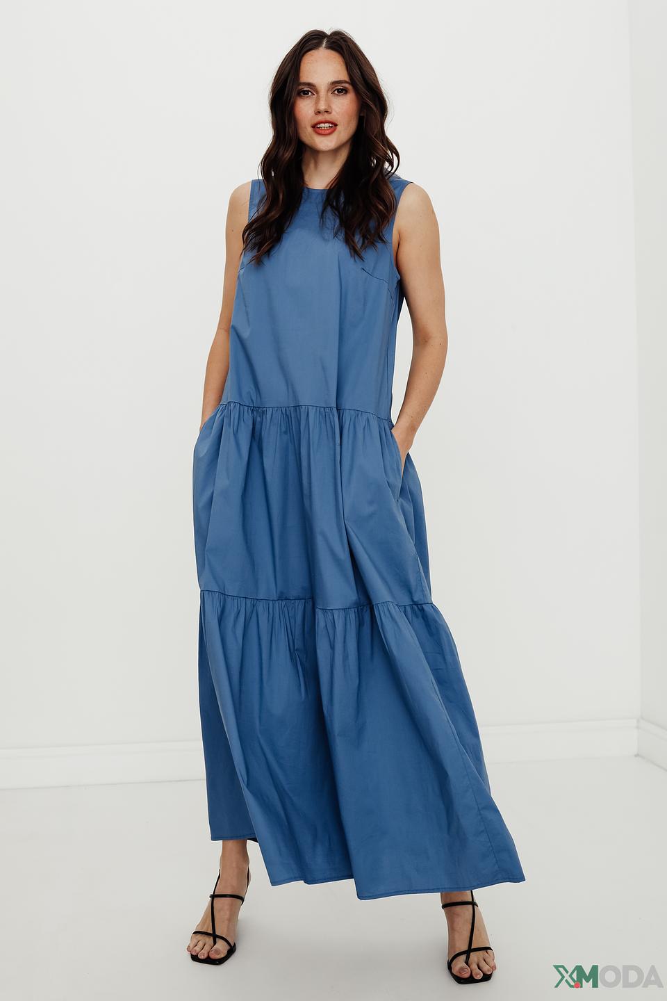 Платье Oui хлопковое голубое