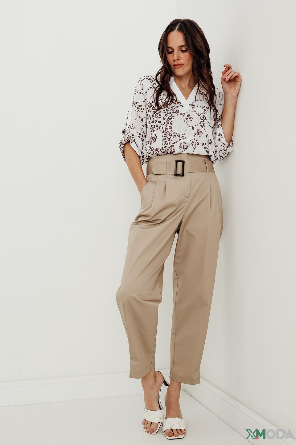 Брюки Icona бежевые с поясом