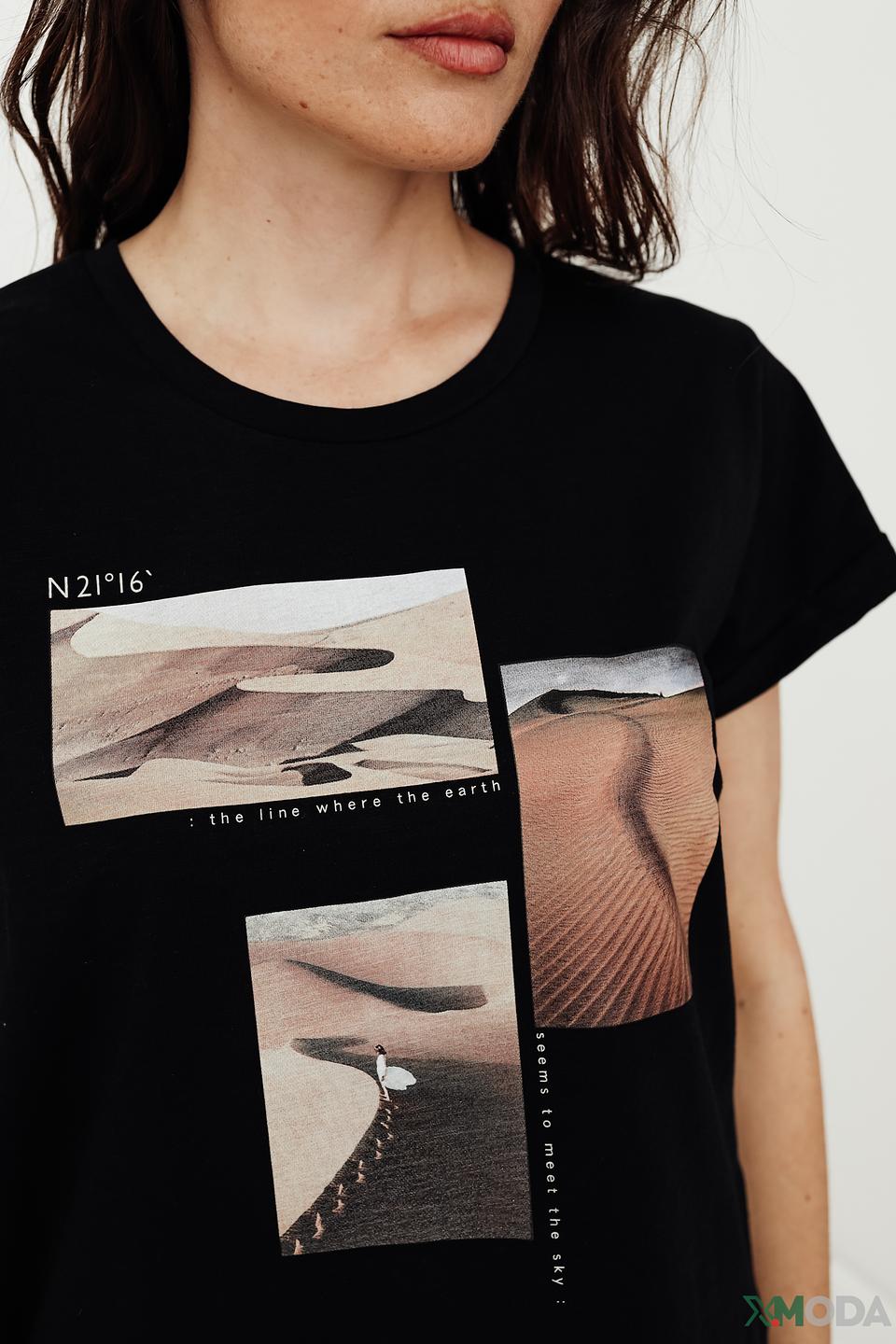 Футболка Taifun с принтом чёрная