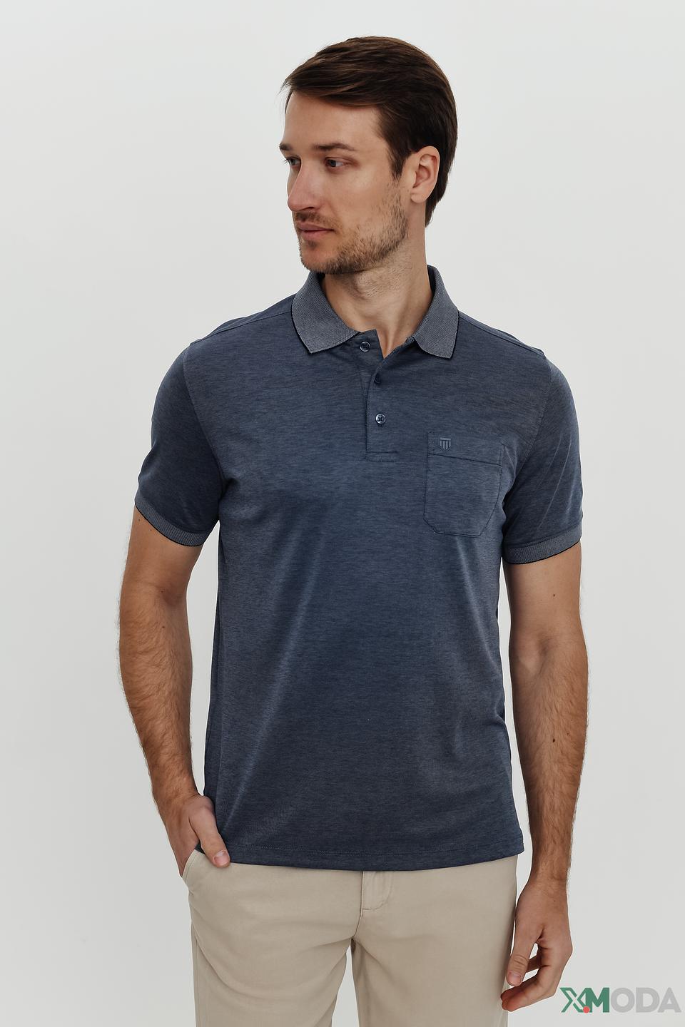 Поло Basefield мужское синее с меланжем