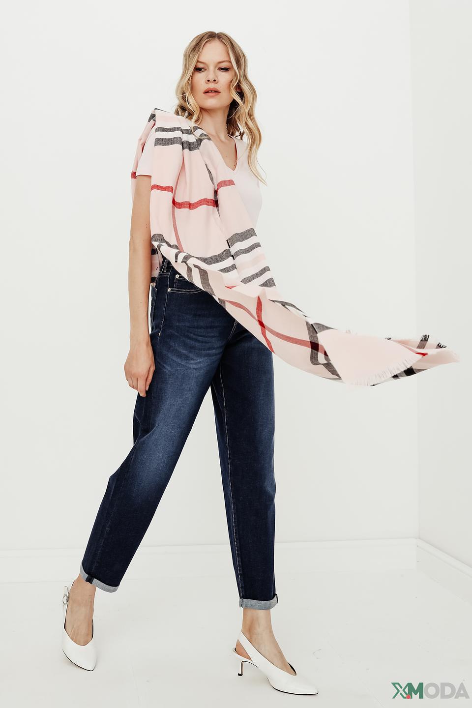 Шарф Fraas в клетку розовый