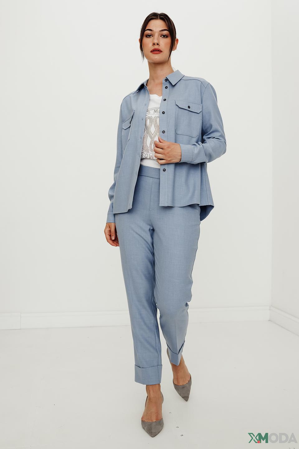 Брюки Mos Mosh голубые с манжетами