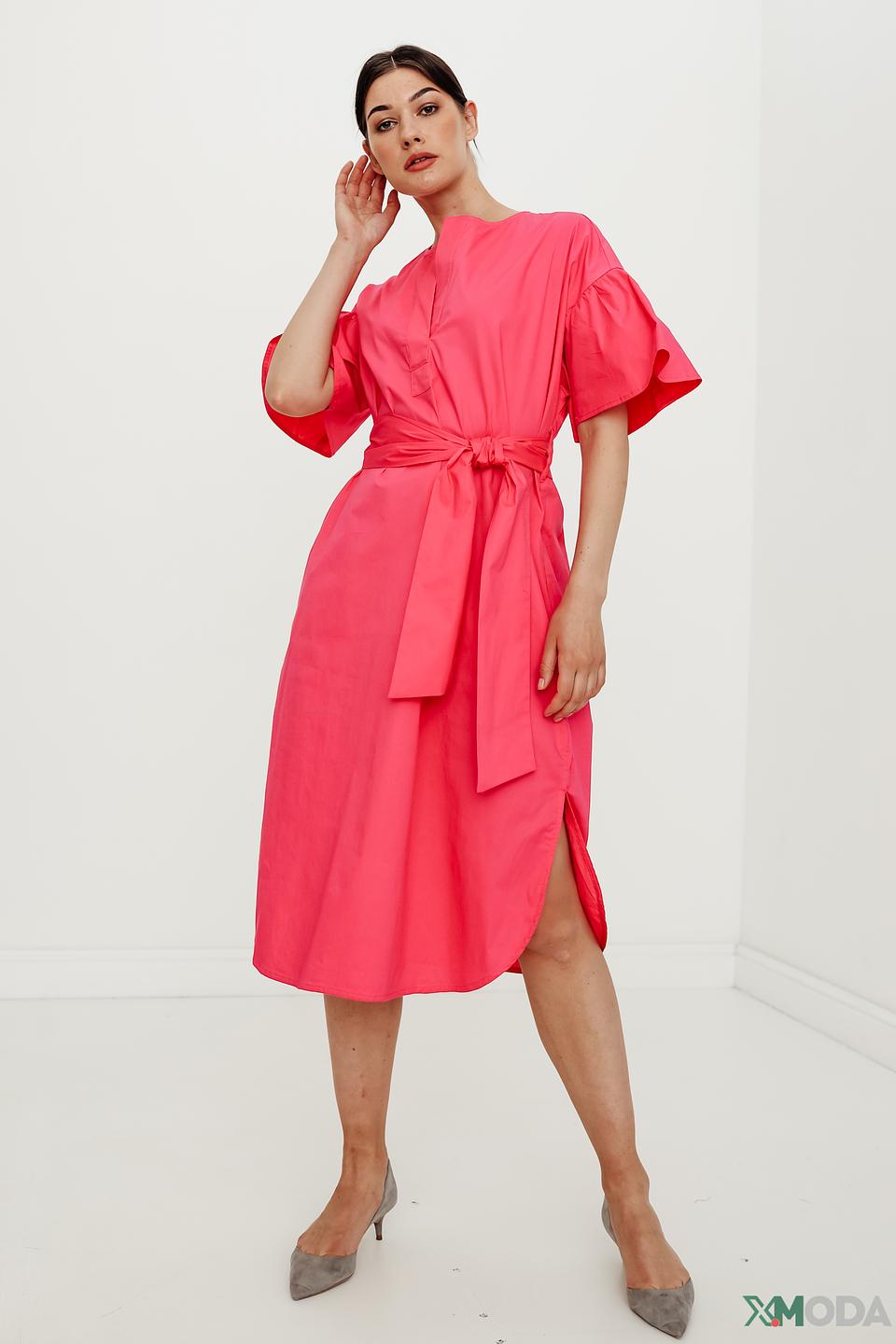 Платье Oui с рукавами-фонариками фуксия