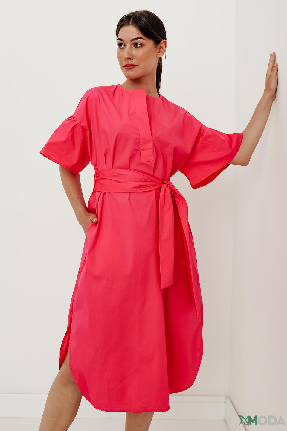 Платье Oui с рукавами-фонариками фуксия