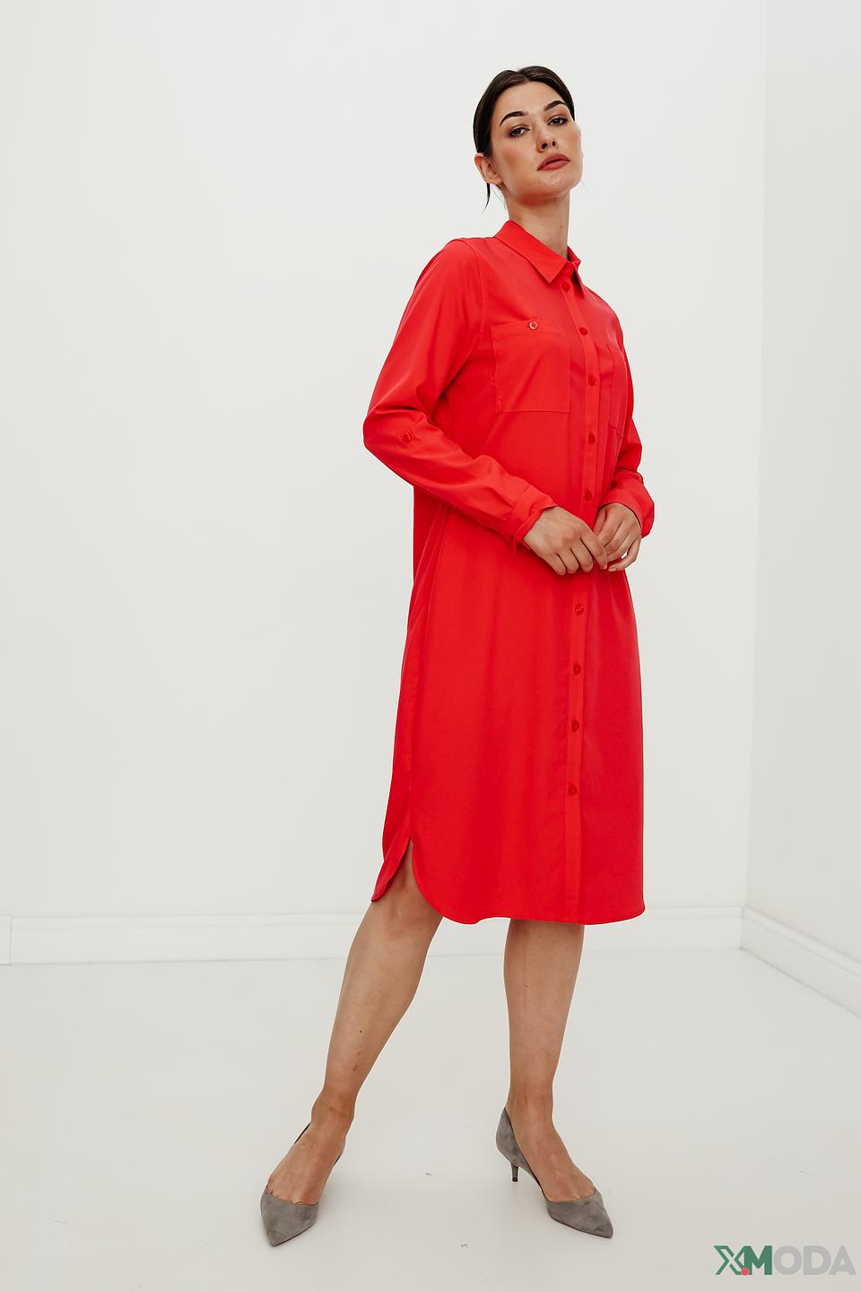 Платье-рубашка Olsen красное