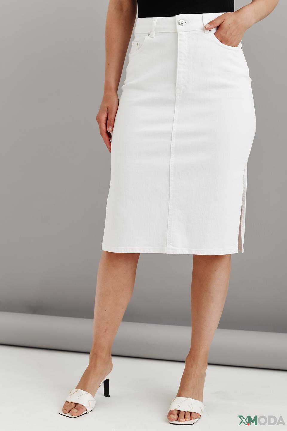 Юбка Oui джинсовая миди белая