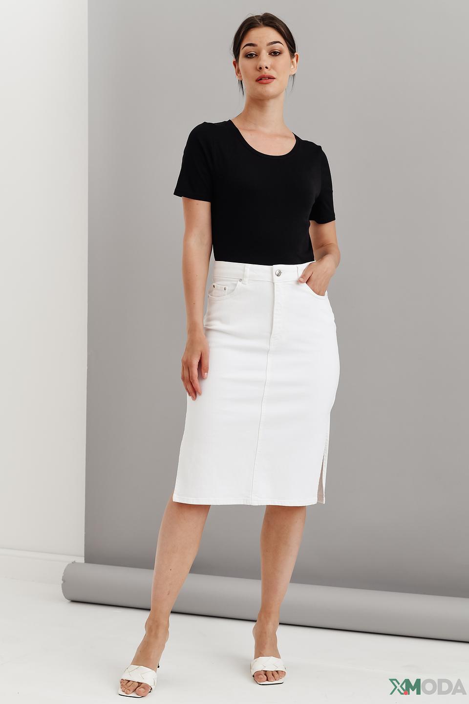 Юбка Oui джинсовая миди белая