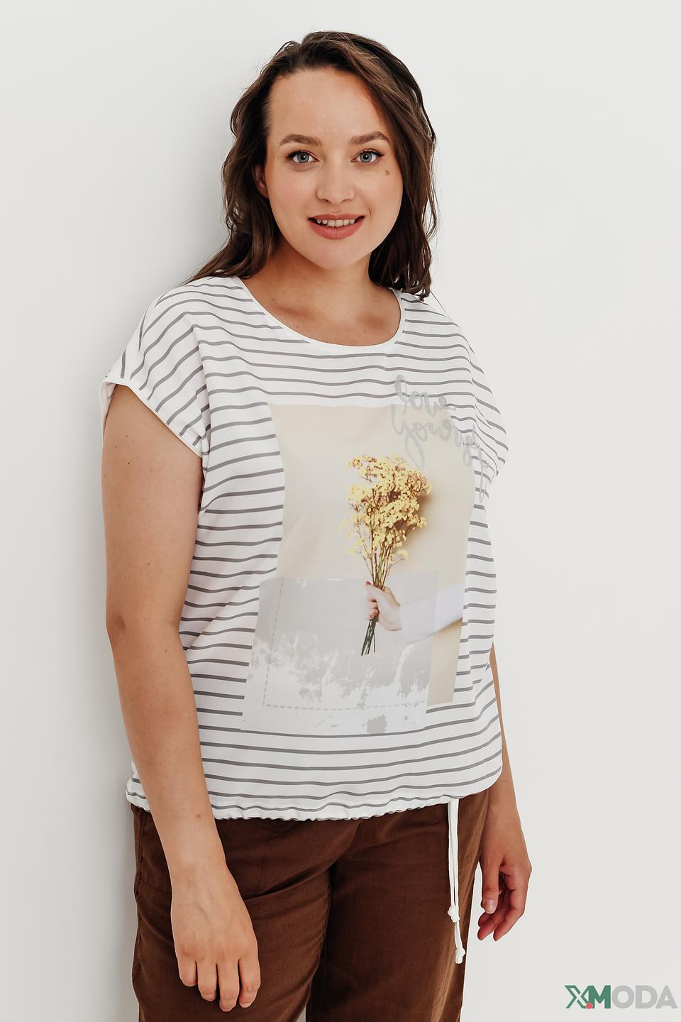 Блуза Bianca в полоску с принтом