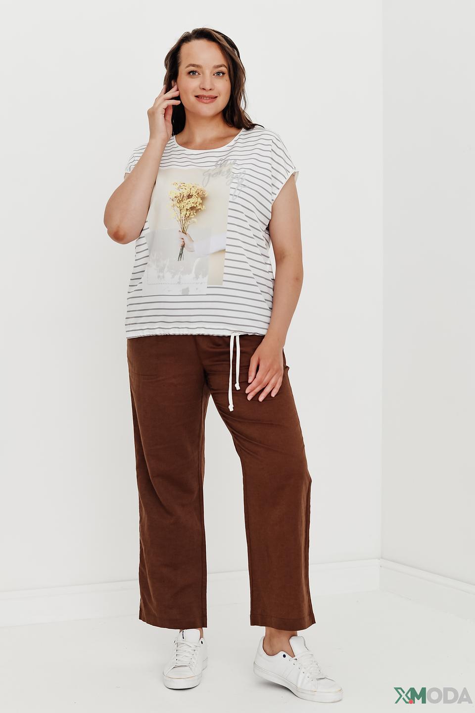 Блуза Bianca в полоску с принтом