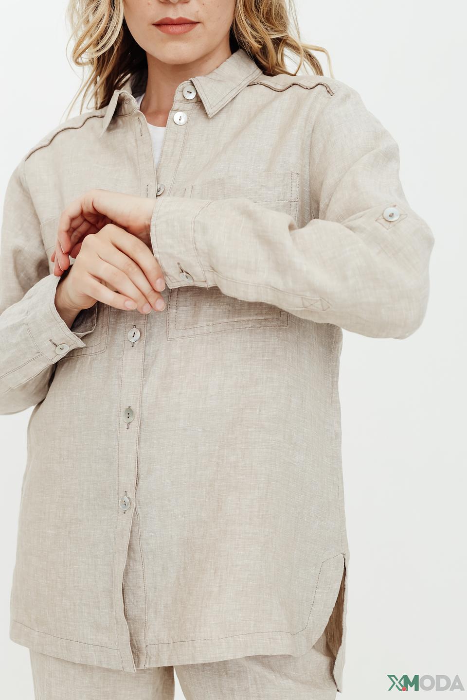 Рубашка Bianca льняная бежевая