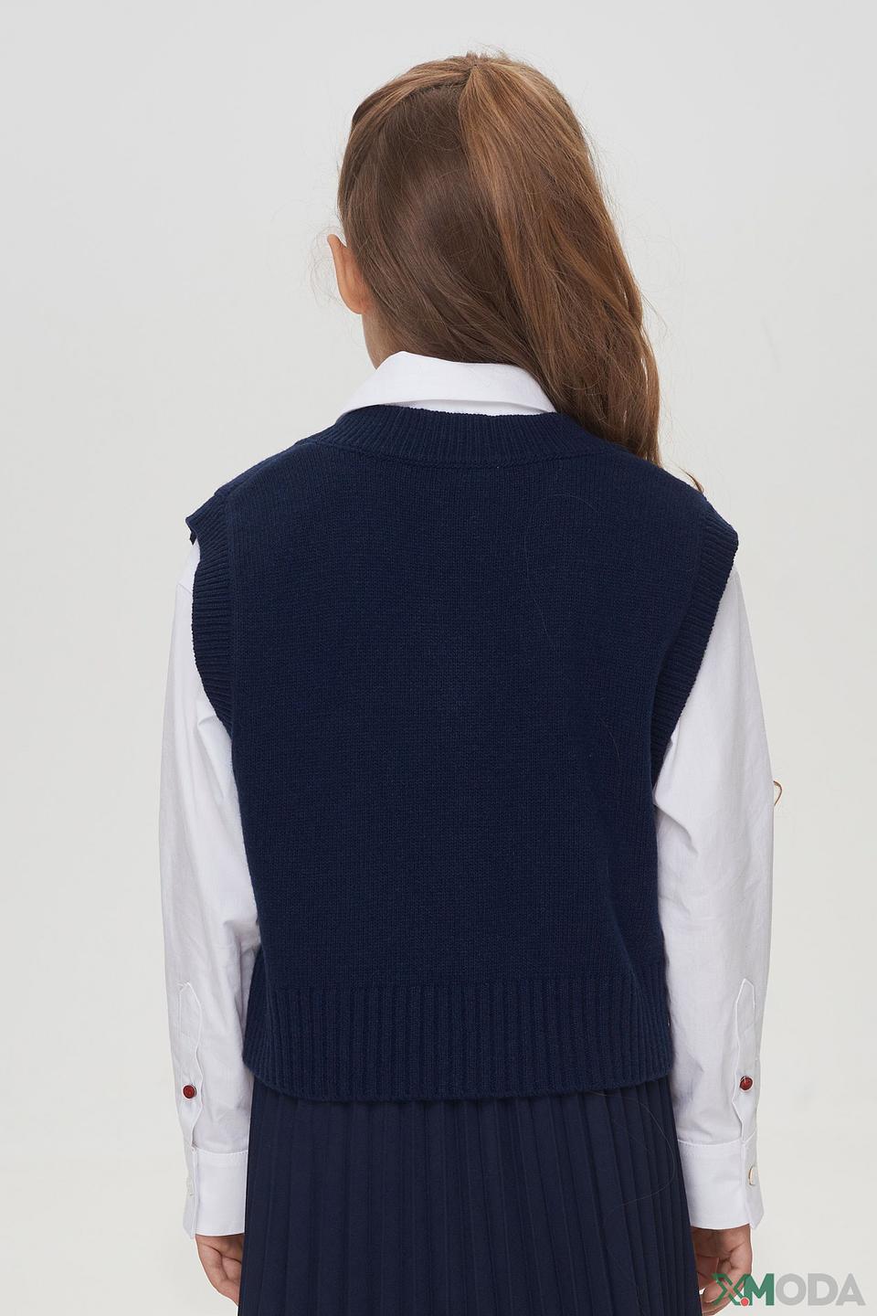 Жилет Choupette дев. вязаный синий