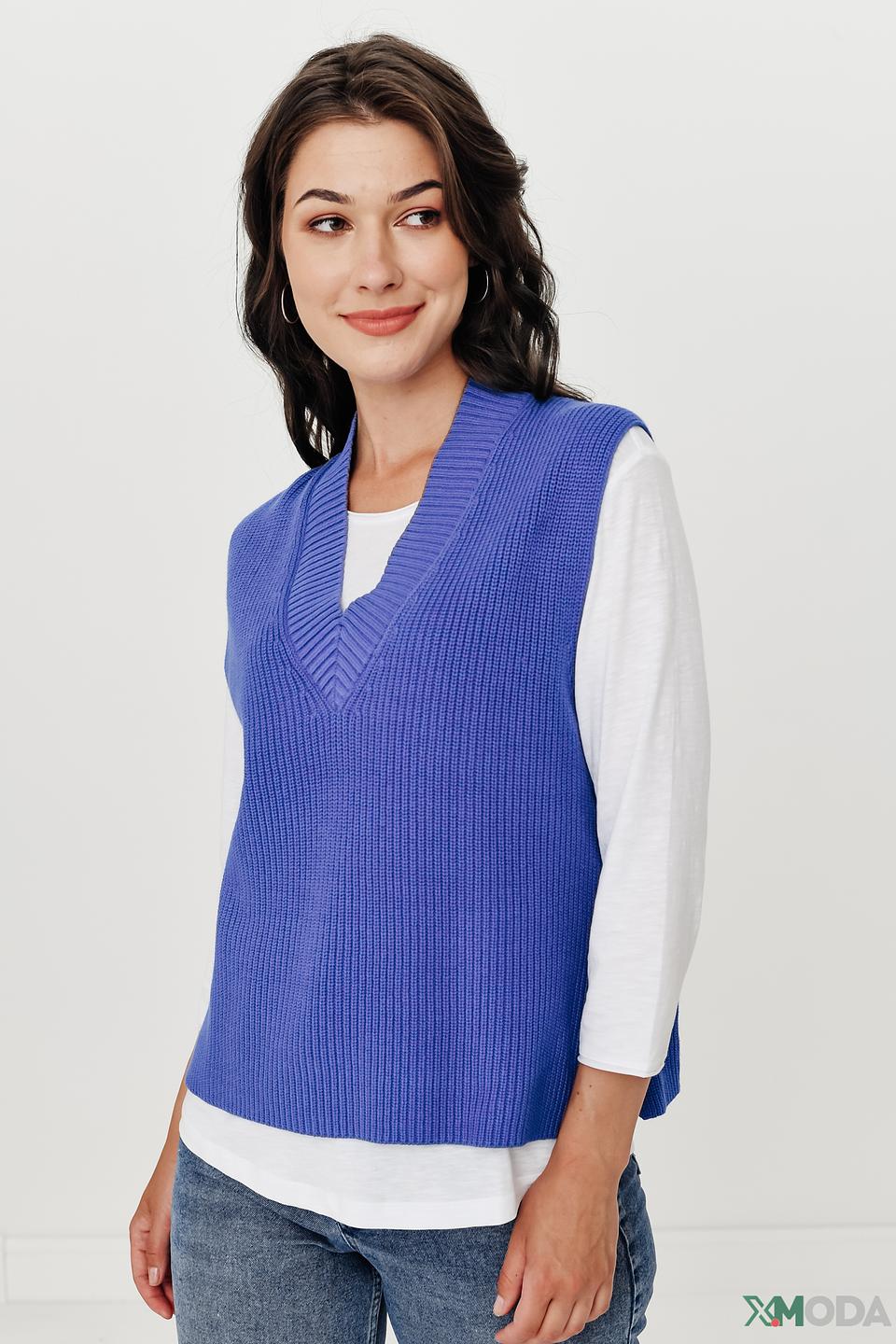 Жилет Bianca вязаный синий