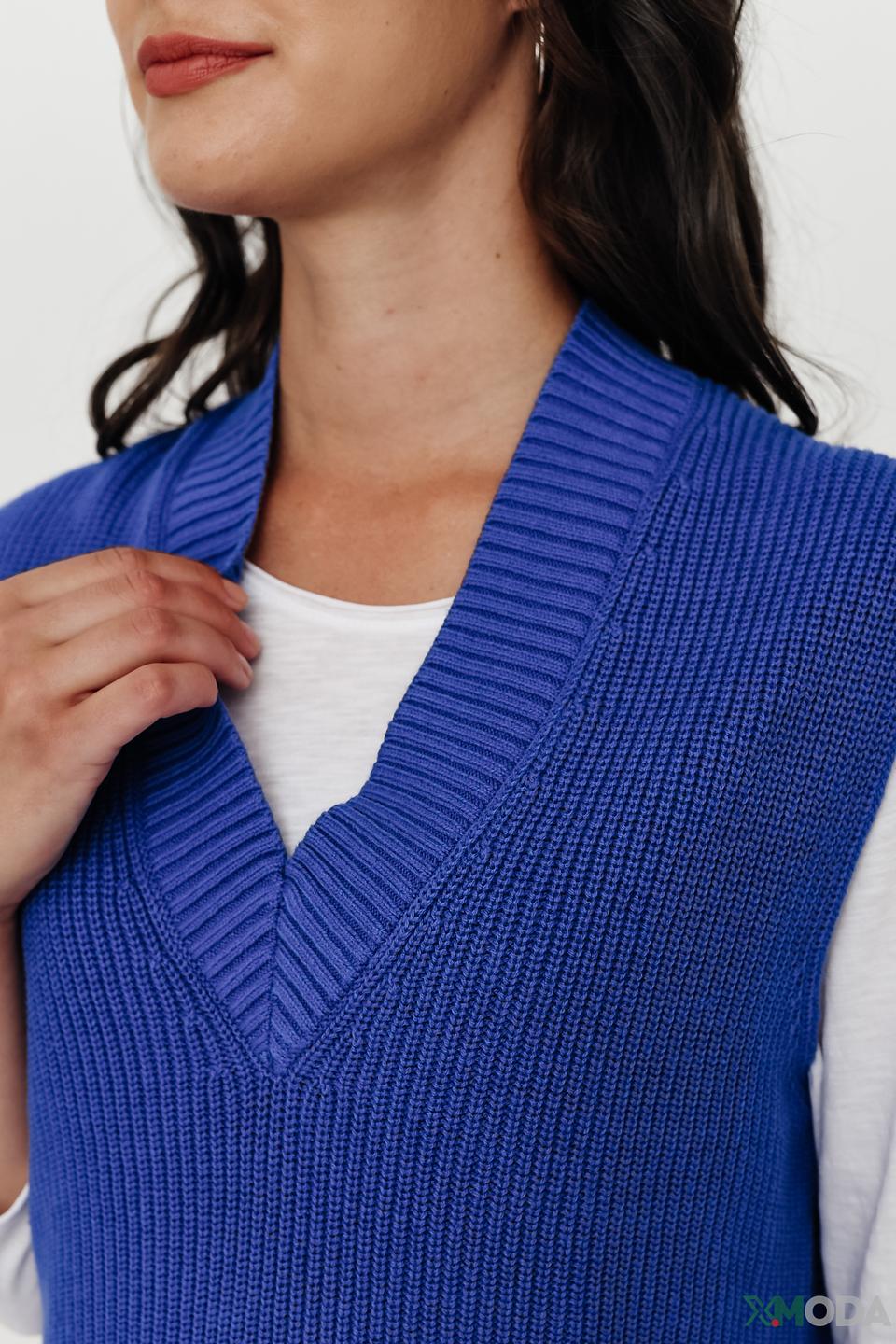 Жилет Bianca вязаный синий