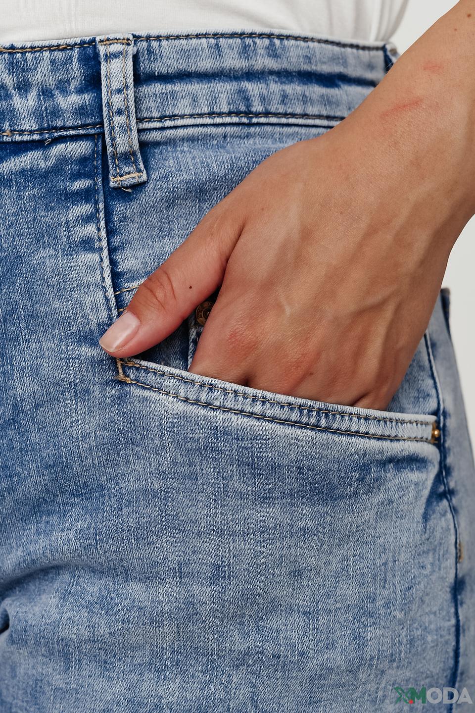 Джинсы MAC с потертостями голубые