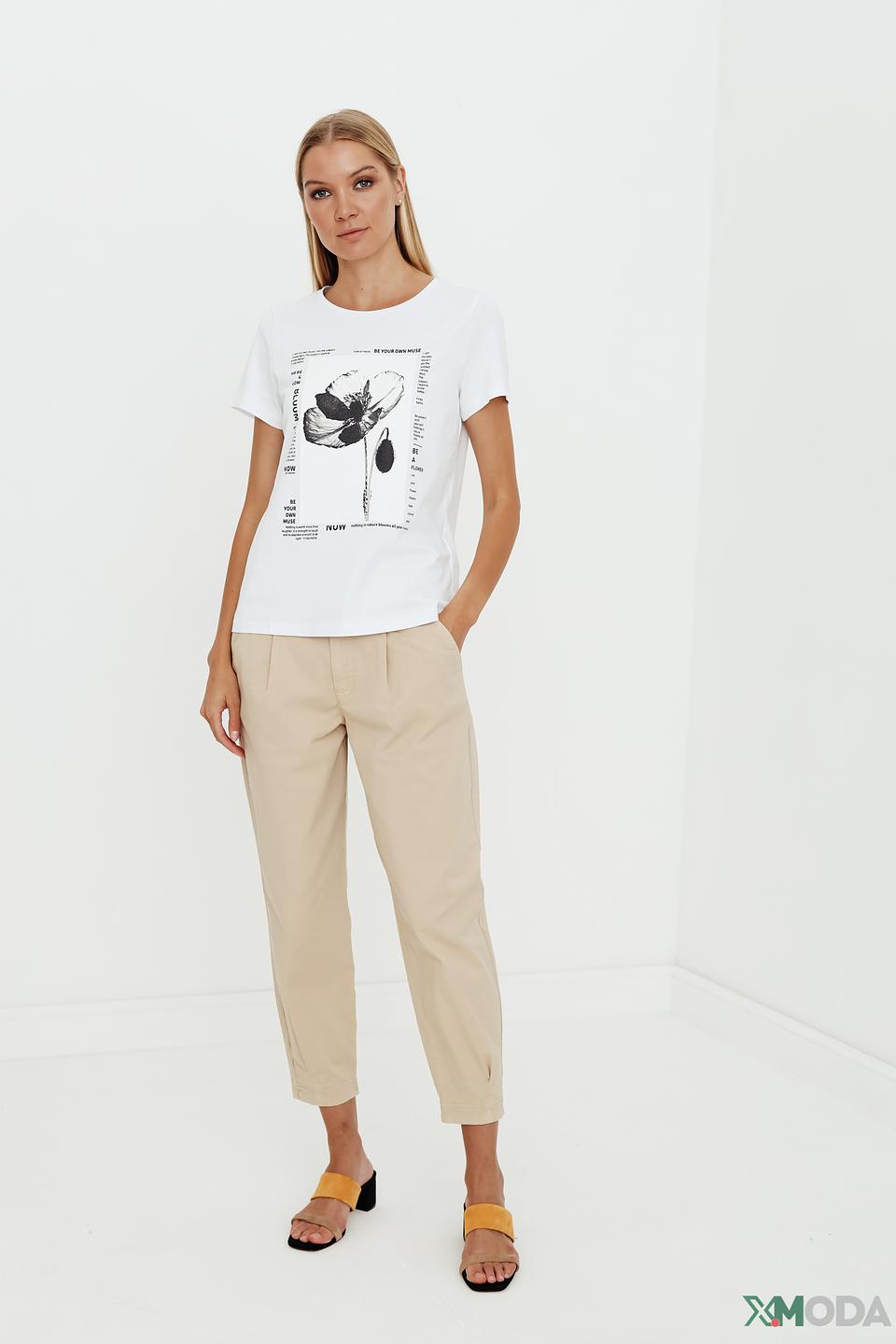 Футболка Taifun с принтом мак белый