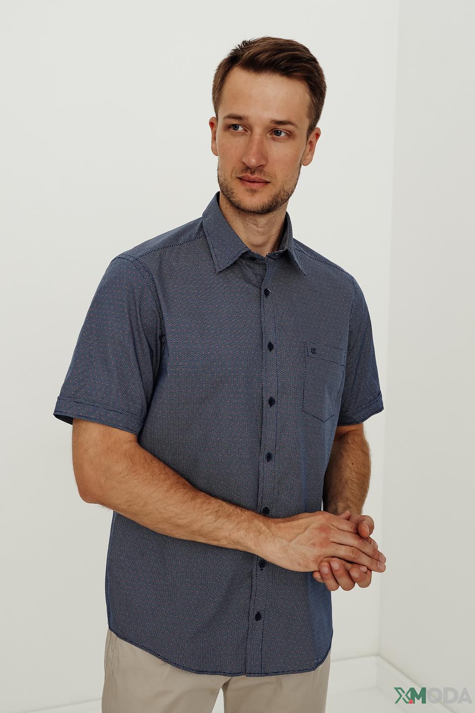 Рубашка кр Casa Moda синяя с принтом