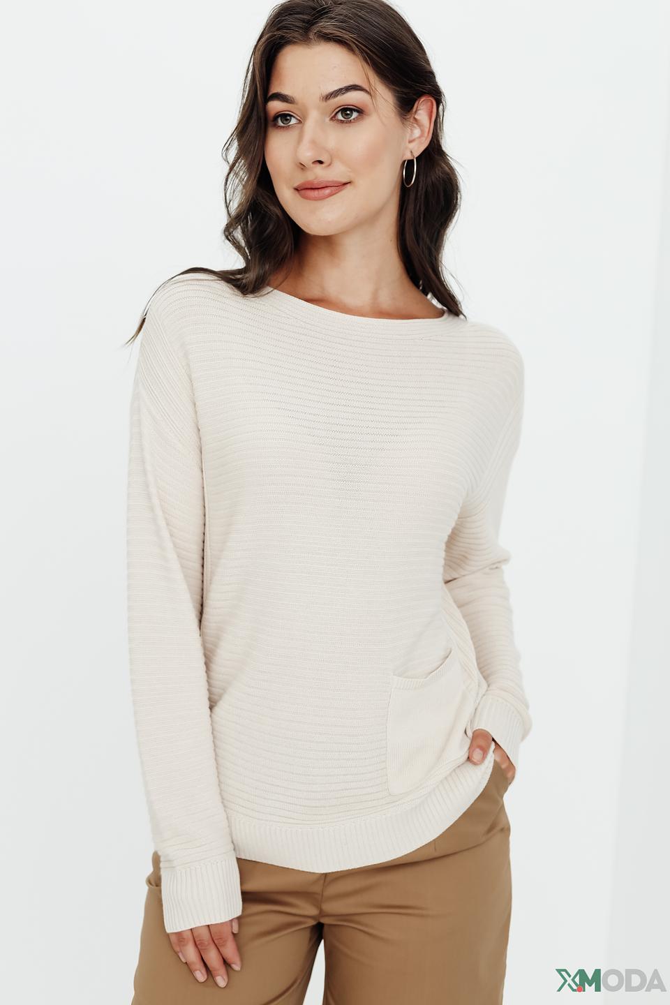 Пуловер Olsen бежевый с карманом