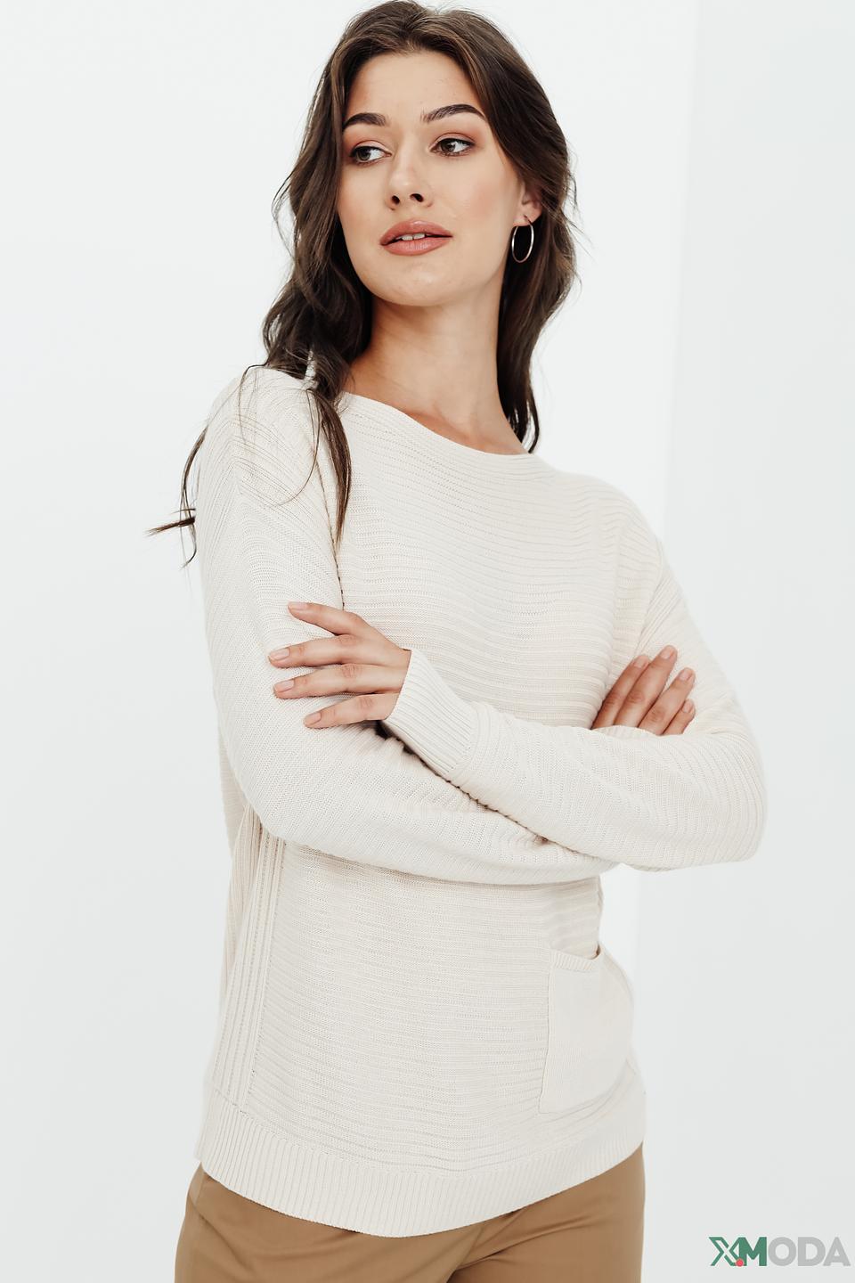 Пуловер Olsen бежевый с карманом