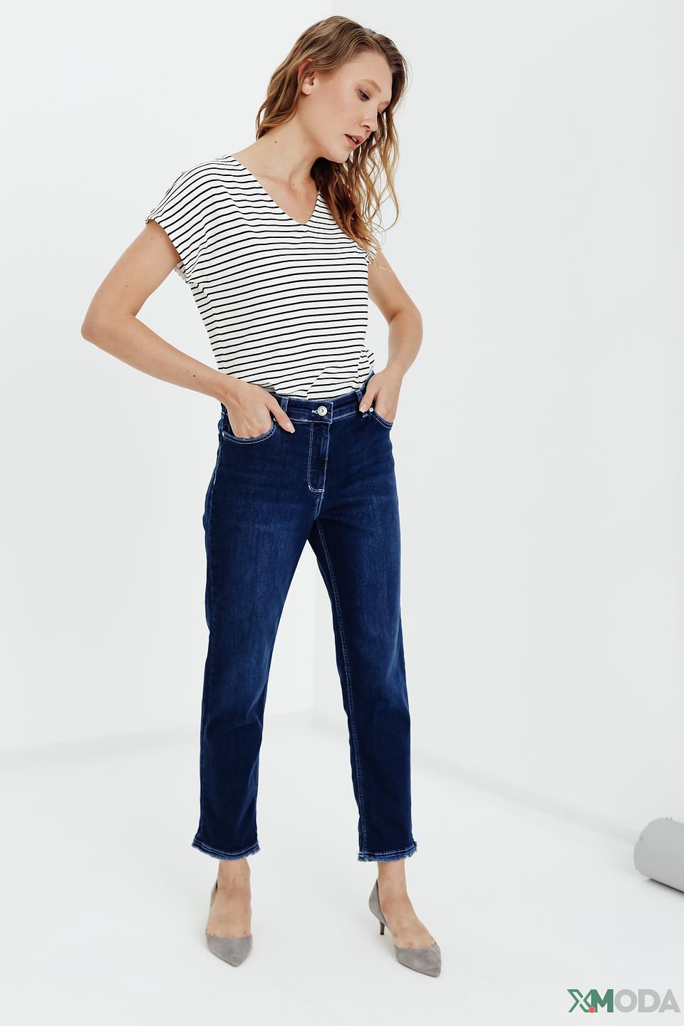 Джинсы Olsen с необработанным краем синие