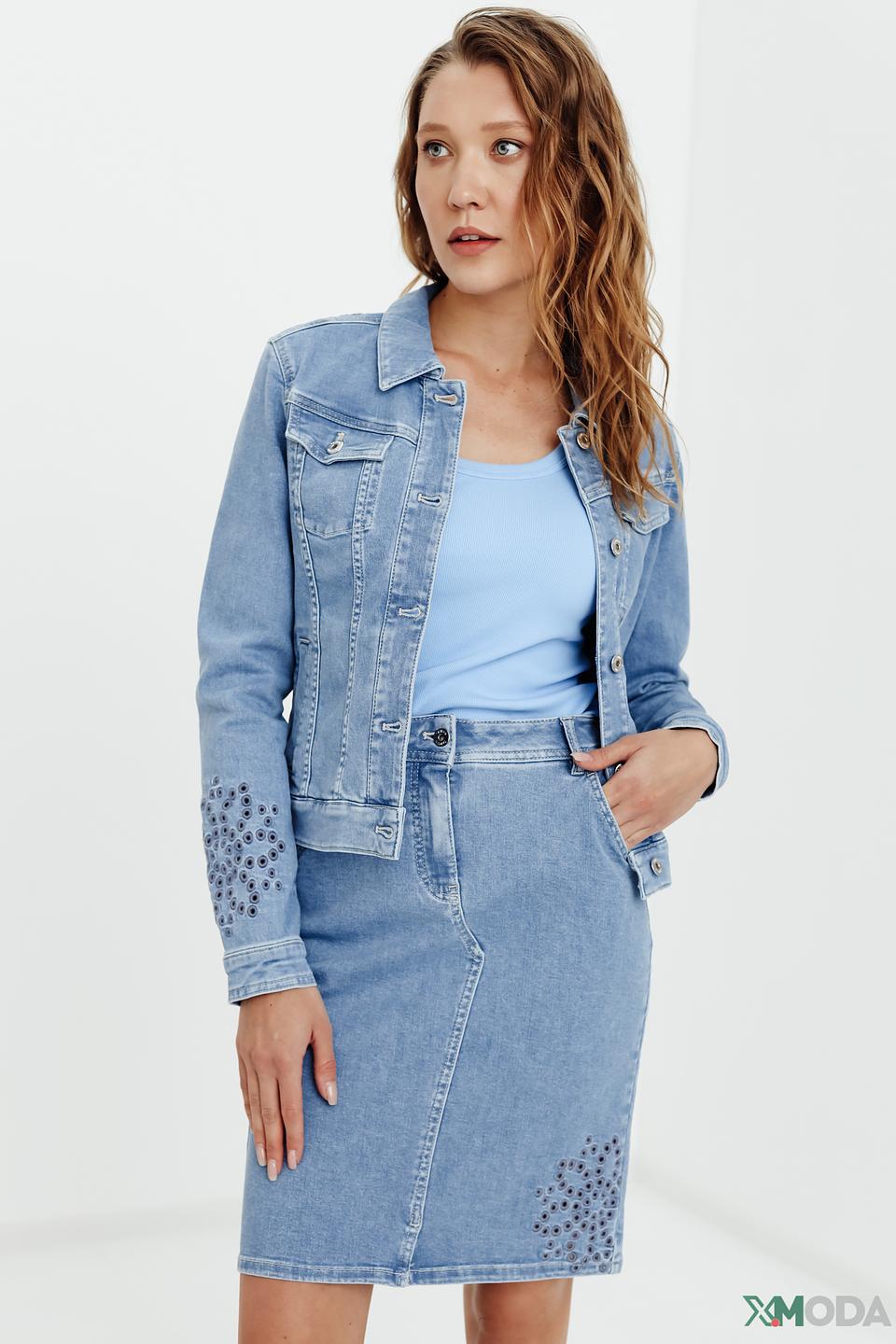 Юбка Taifun деним с вышивкой