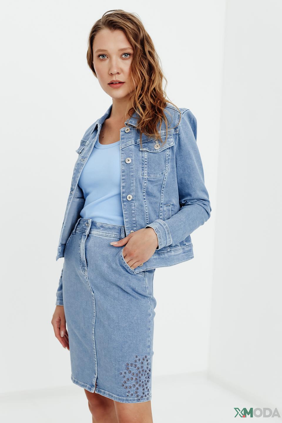 Юбка Taifun деним с вышивкой