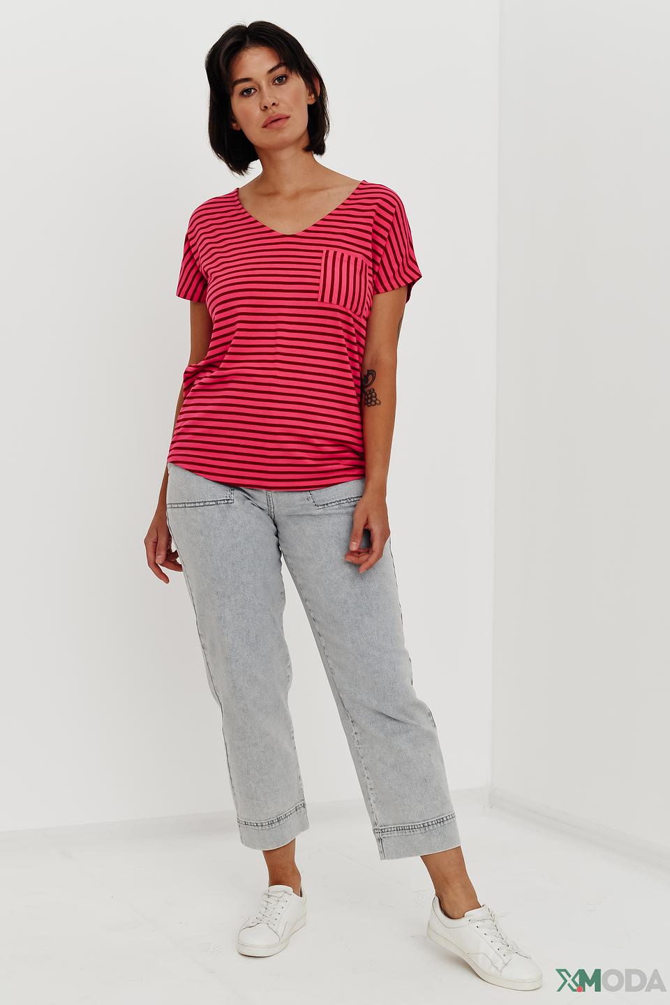 Футболка Oui в полоску малиновая