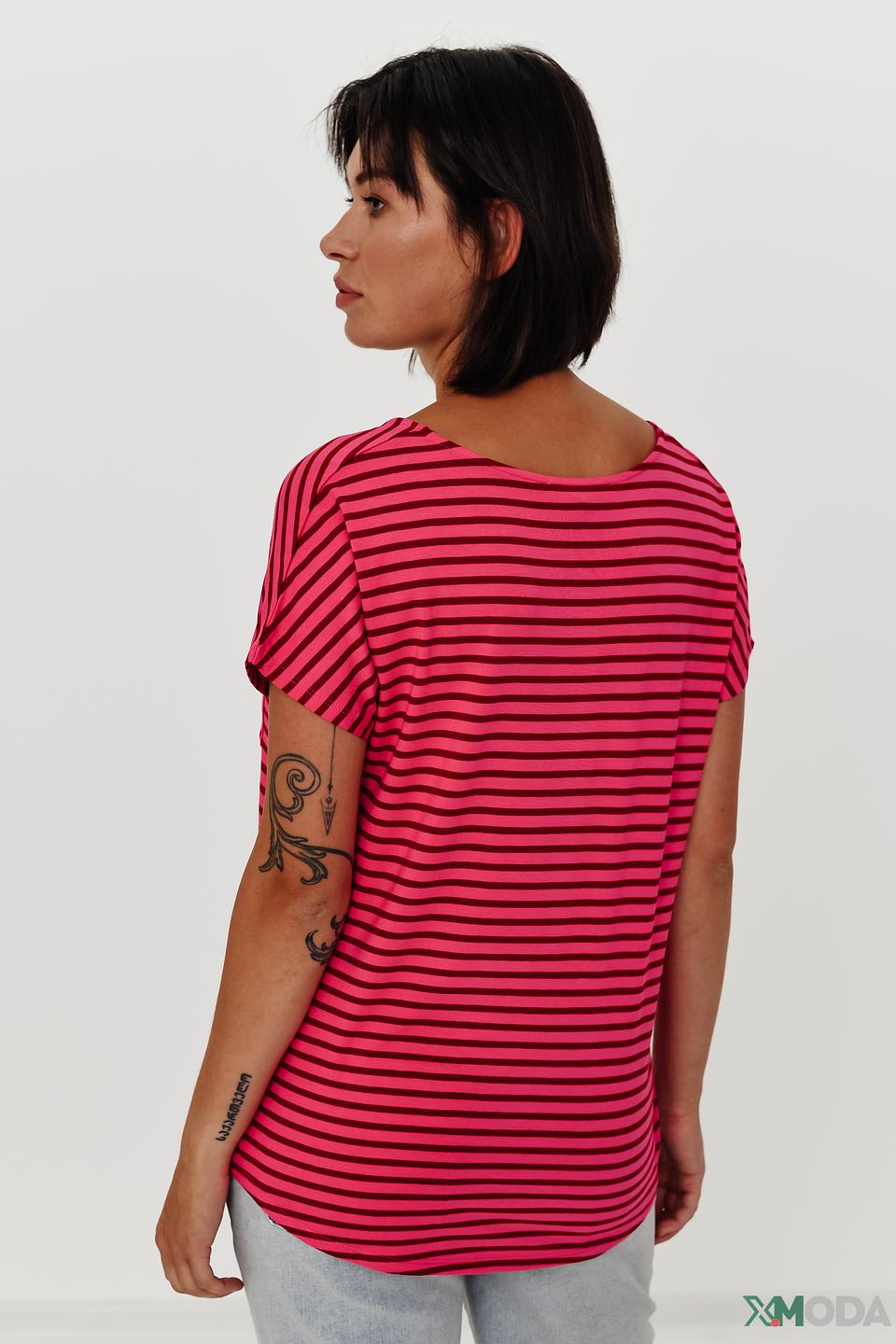 Футболка Oui в полоску малиновая