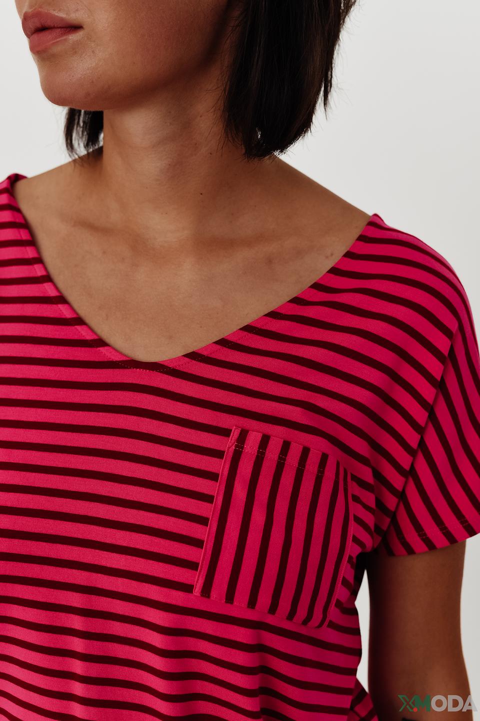 Футболка Oui в полоску малиновая