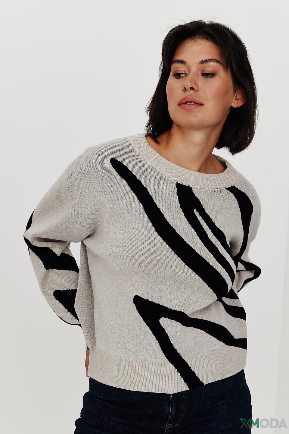 Пуловер Oui с узором "зебра"