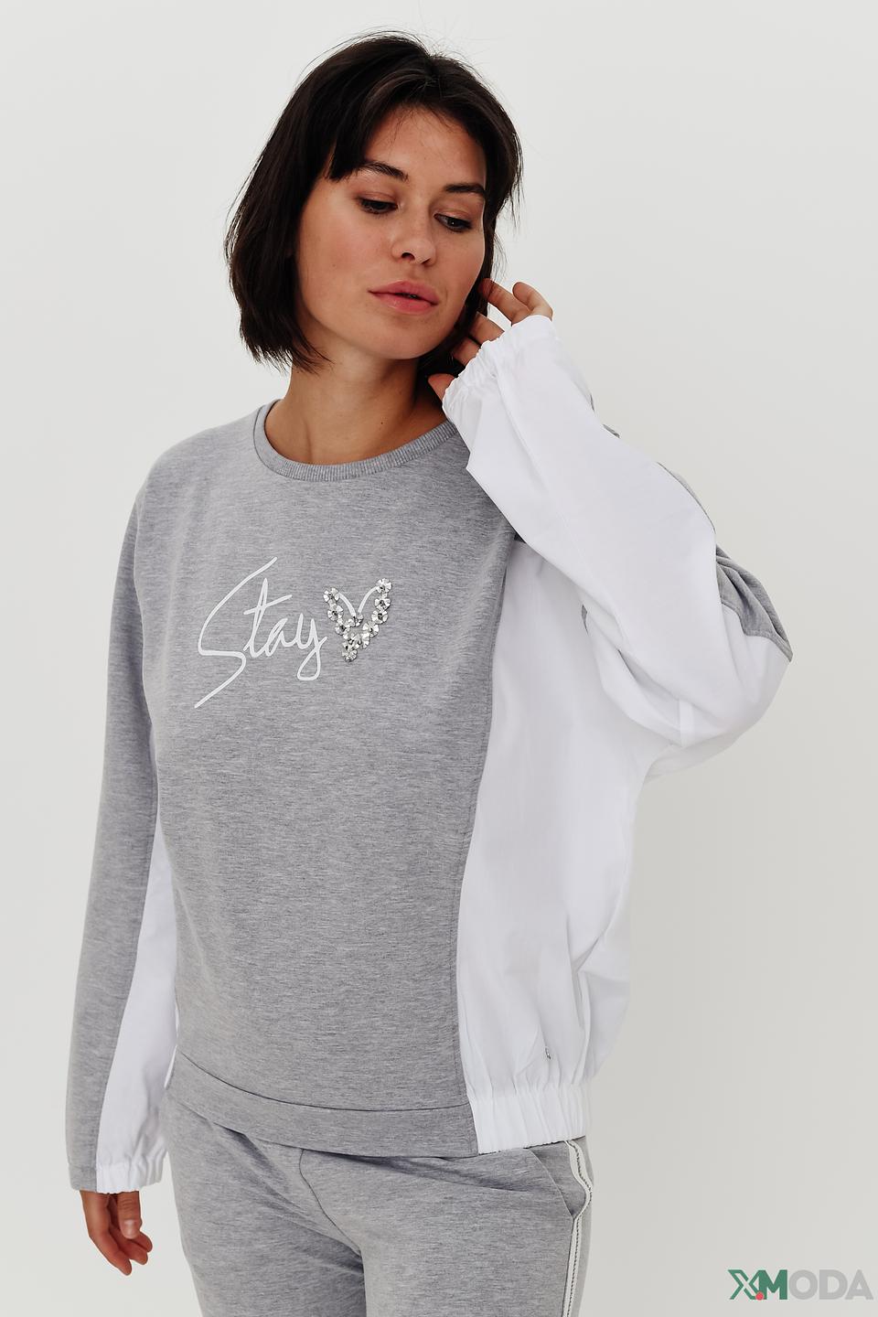 Пуловер Lisa Campione серый с принтом