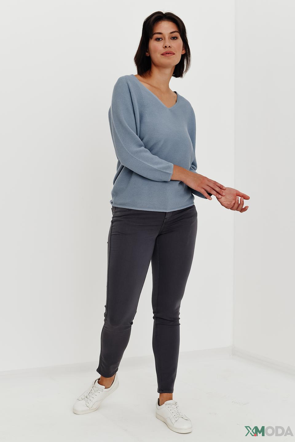 Пуловер Monari голубой с V-образным вырезом