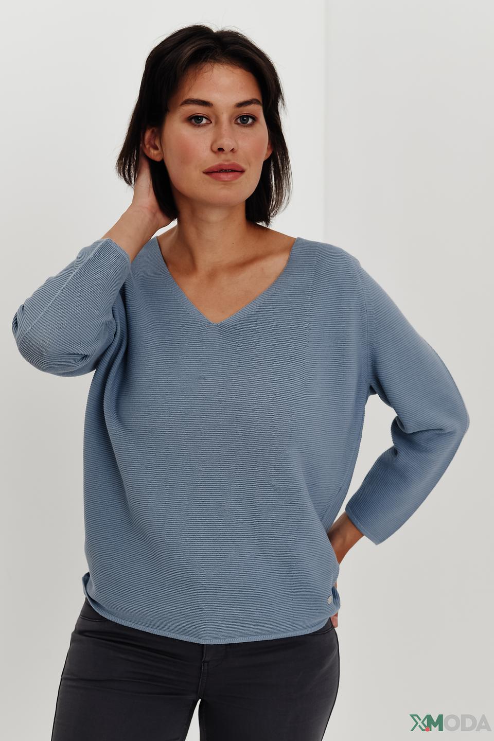 Пуловер Monari голубой с V-образным вырезом