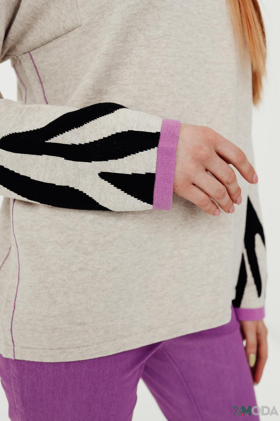 Пуловер Oui с зебра принтом