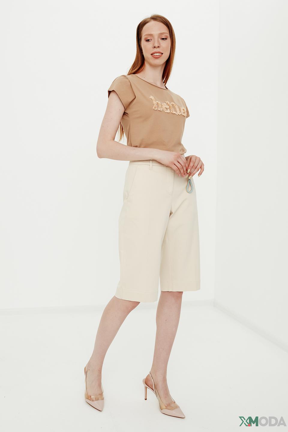 Футболка Taifun с надписью hello бежевая