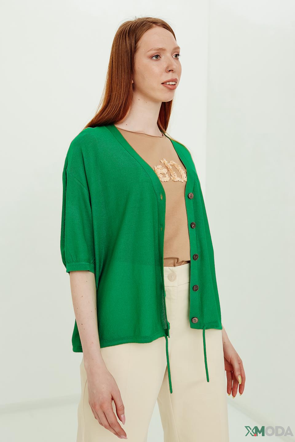 Кардиган Oui зелёный с пуговицами