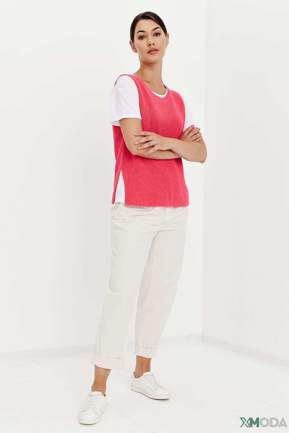 Жилет Oui вязаный малиновый