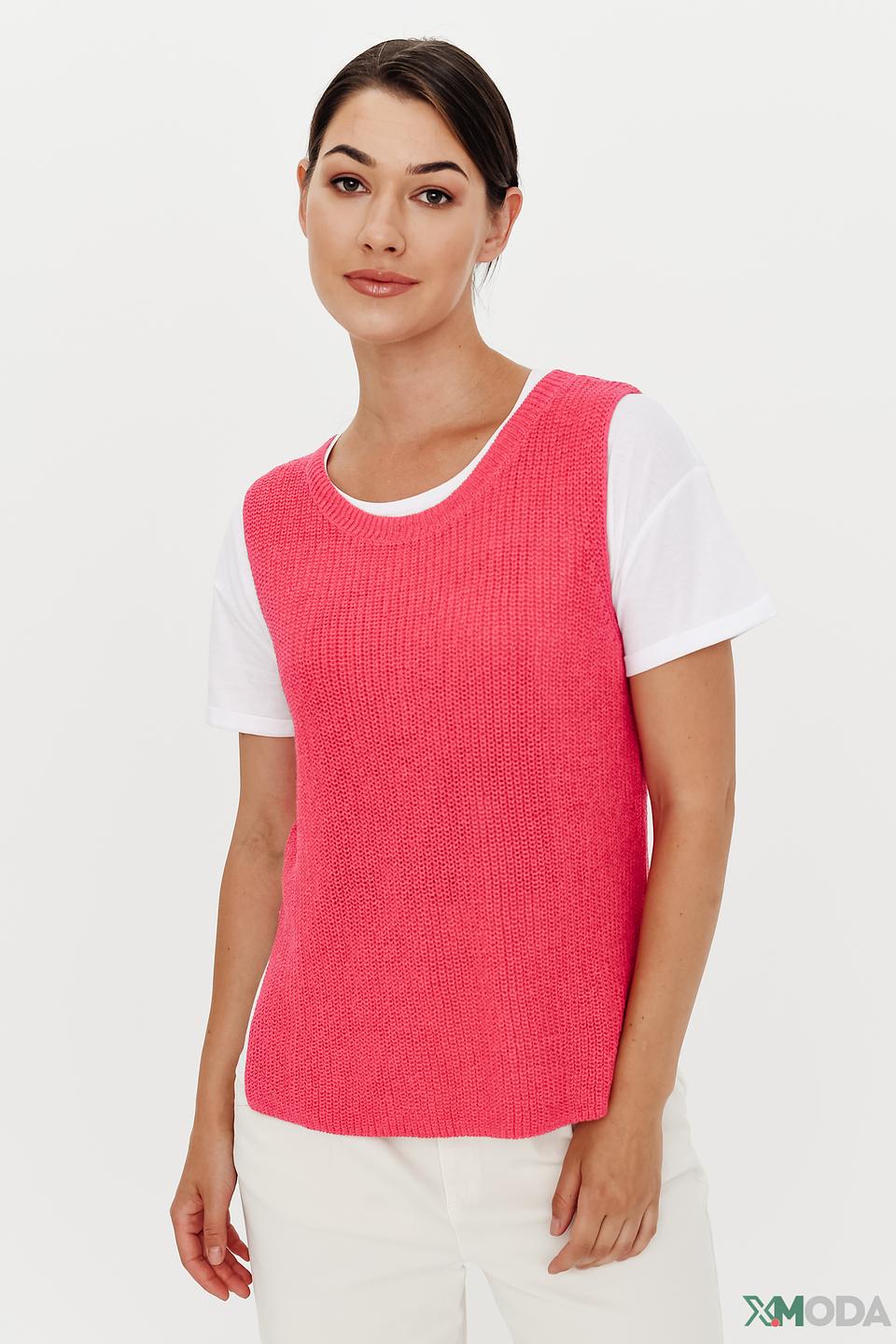 Жилет Oui вязаный малиновый