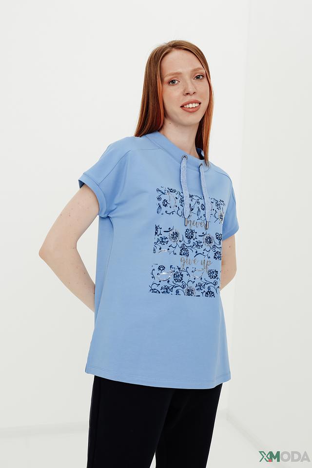 Блуза Thomas Rabe с вышивкой голубая