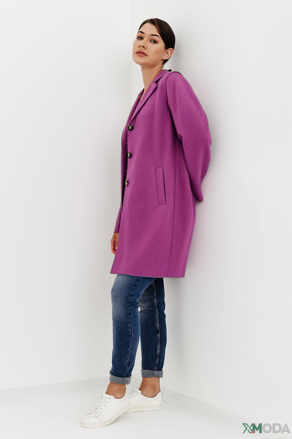 Пальто Oui шерстяное фуксия