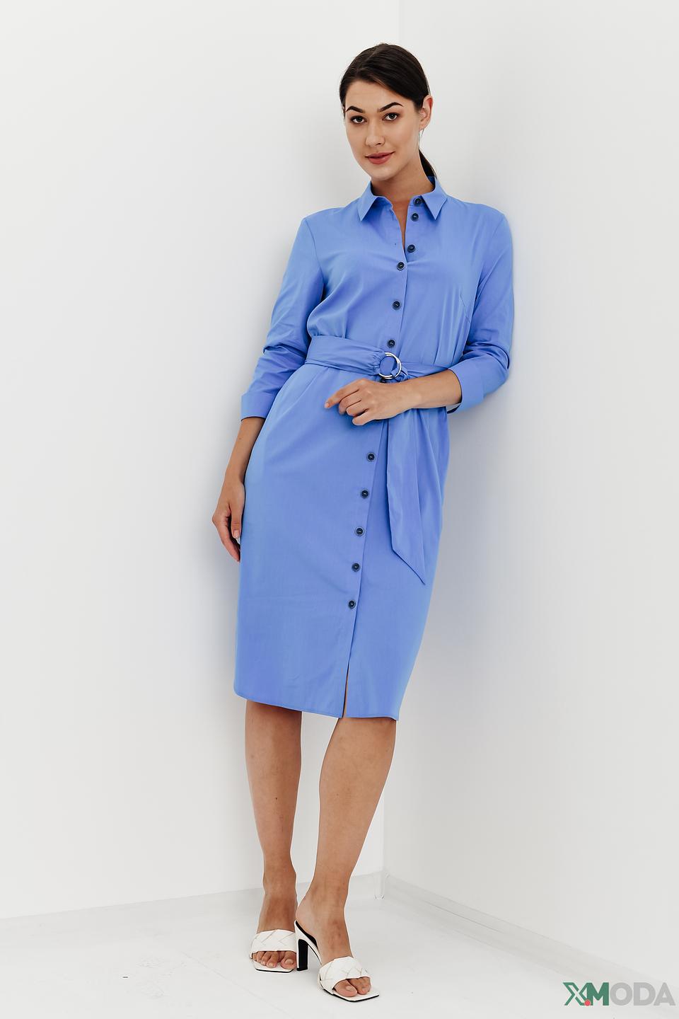 Платье рубашка Bianca голубое