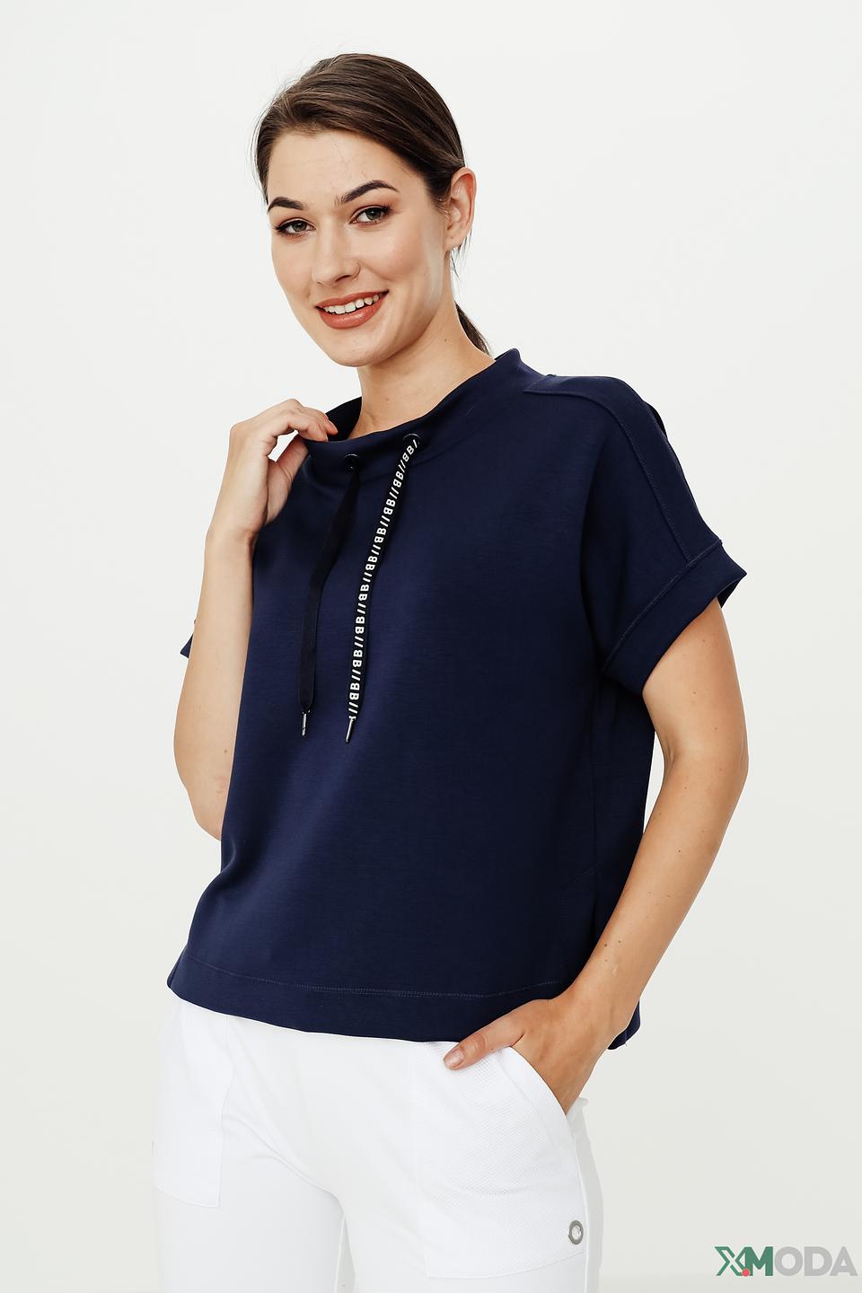 Пуловер Bianca с молнией синий