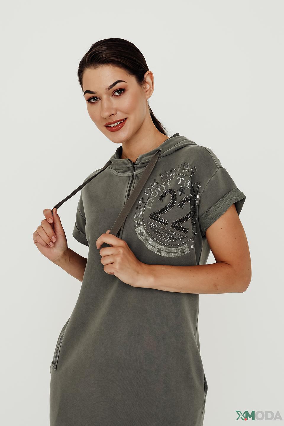 Платье Monari хаки с декором