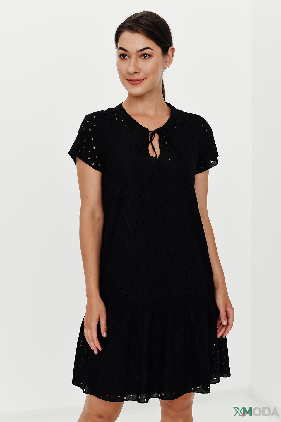 Платье Lecomte чёрное с вышивкой