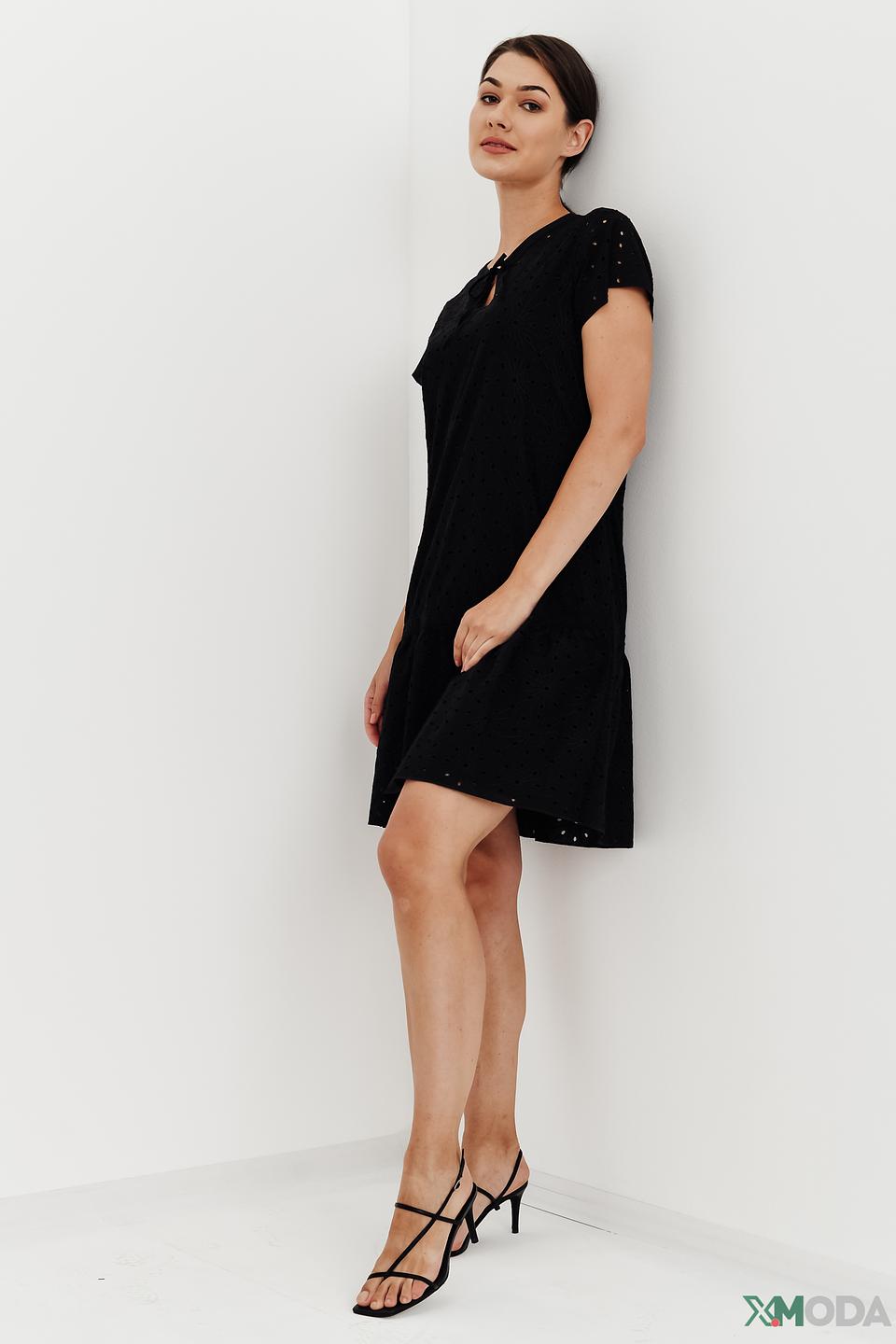 Платье Lecomte чёрное с вышивкой