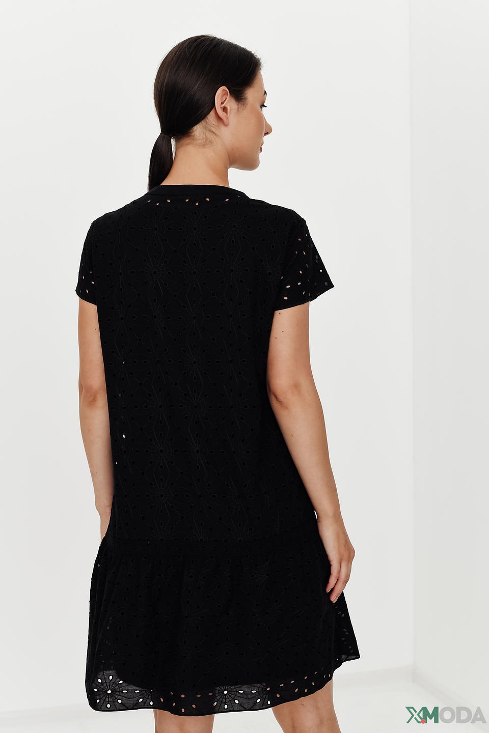 Платье Lecomte чёрное с вышивкой